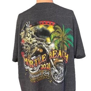 2021 Myrtle Beach Motorcycle Rally South Carolina Gray Skeleton Biker Shirt XL